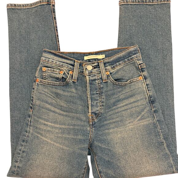 Levi’s Wedgie Straight Medium Wash Button Fly Jeans 24 - Picture 5 of 9